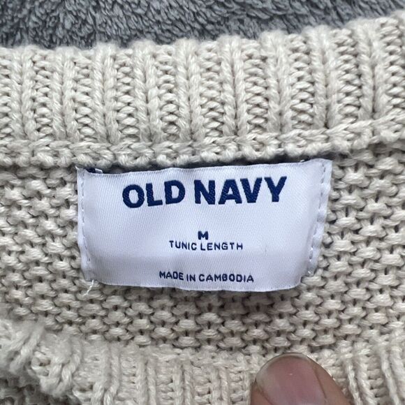 EUC Old Navy Cream Oatmeal Sweater Mens Size M‎ Tunic Length - Picture 2 of 6